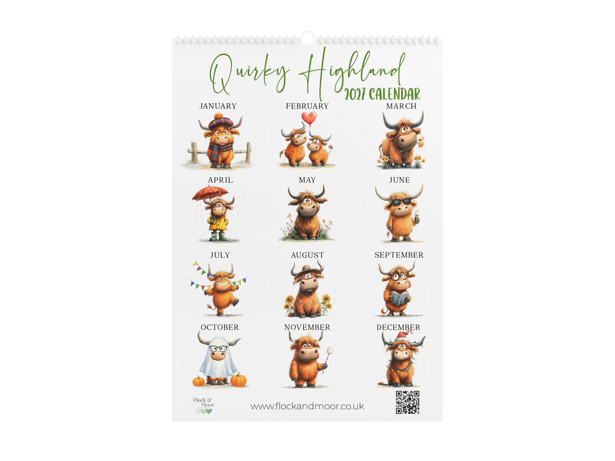 Scottish Highlands Calendar 2027 – Monthly Wall Calendar with Notes
