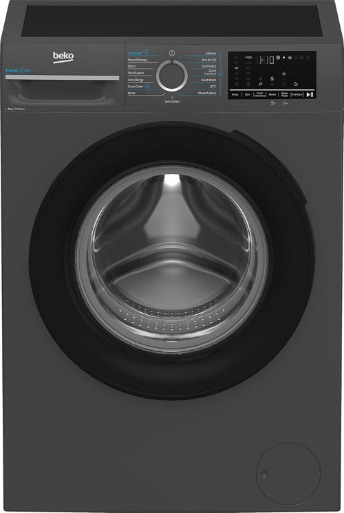 Beko 8kg Front Loading Washing Machine - 1400 RPM, 15 Programmes, LED Display, Anthracite