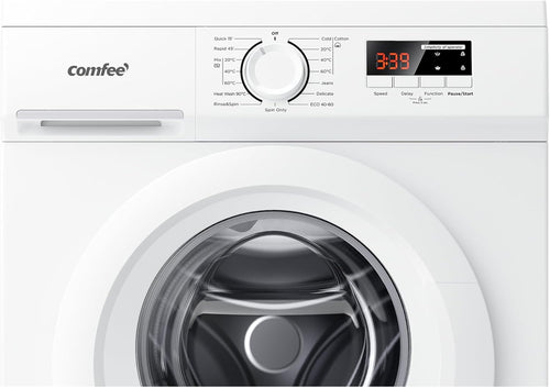 COMFEE' 8kg Washing Machine CFE12EW80/W-UK – Energy Class A, 1400rpm, Slim 48cm Depth, Steam Wash, BLDC Inverter Motor, White