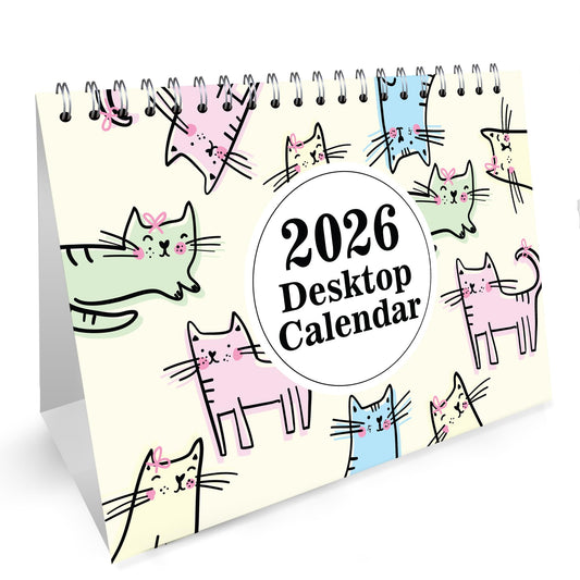 2026 Desk Calendar – Free-Standing Flip Desktop Planner with UK Bank Holiday