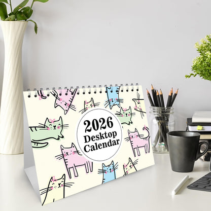 2026 Desk Calendar – Free-Standing Flip Desktop Planner with UK Bank Holiday
