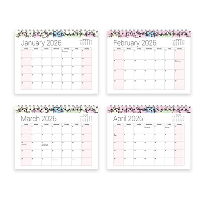 2026 Desk Calendar – Free-Standing Flip Desktop Planner with UK Bank Holiday