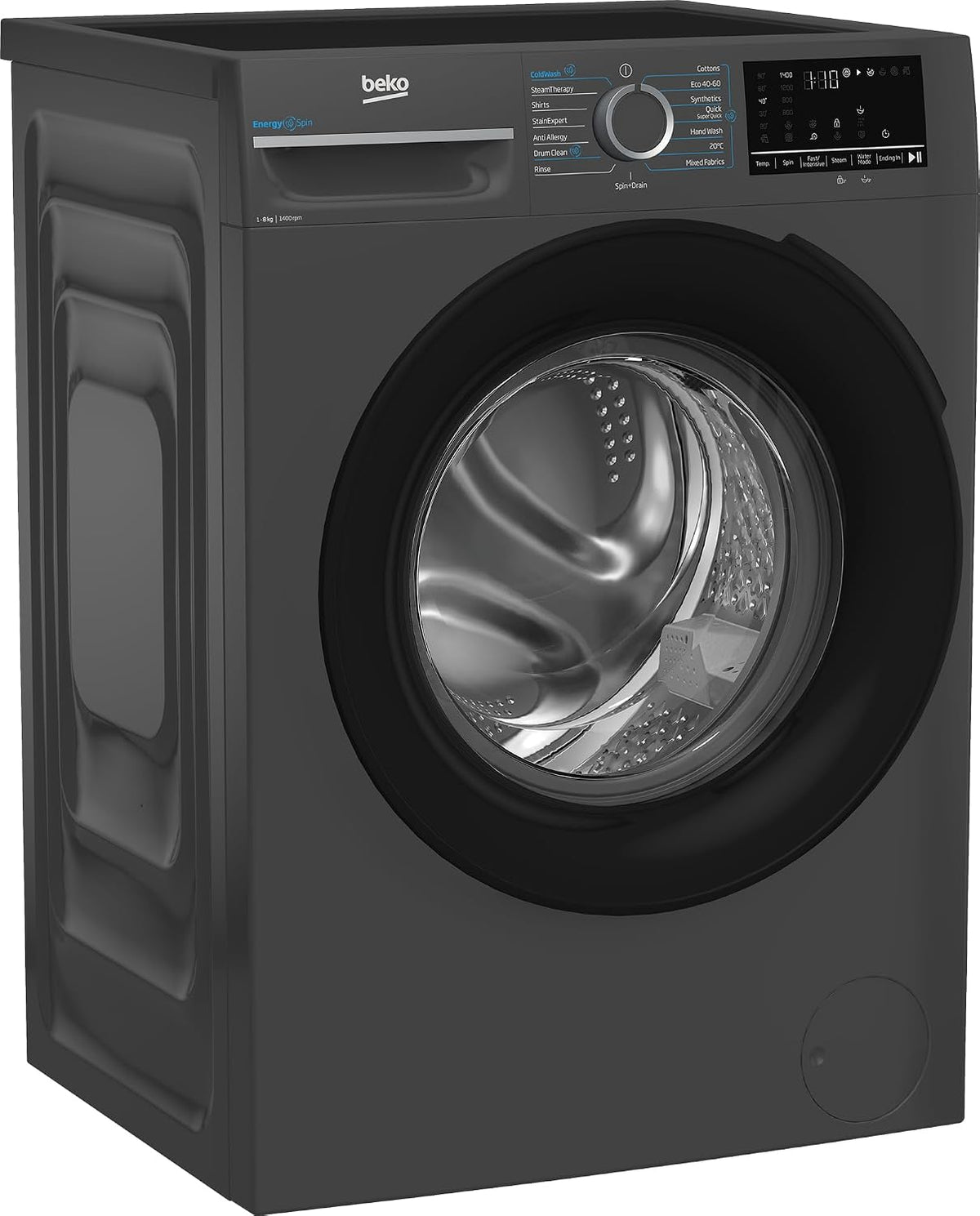 Beko 8kg Front Loading Washing Machine - 1400 RPM, 15 Programmes, LED Display, Anthracite