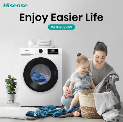 Hisense WF1G7021BW Freestanding Washing Machine 7kg - 1200 RPM, 15 Programs, White