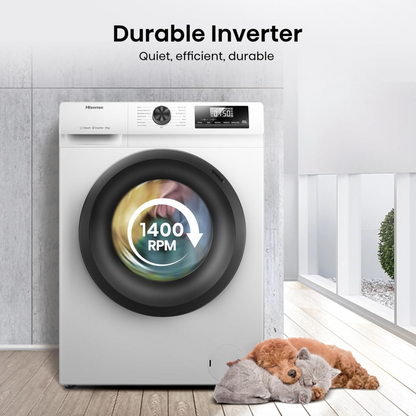 Hisense WF1Q8041BW Freestanding Washing Machine 8kg - 1400 RPM, Inverter, Steam Wash, White